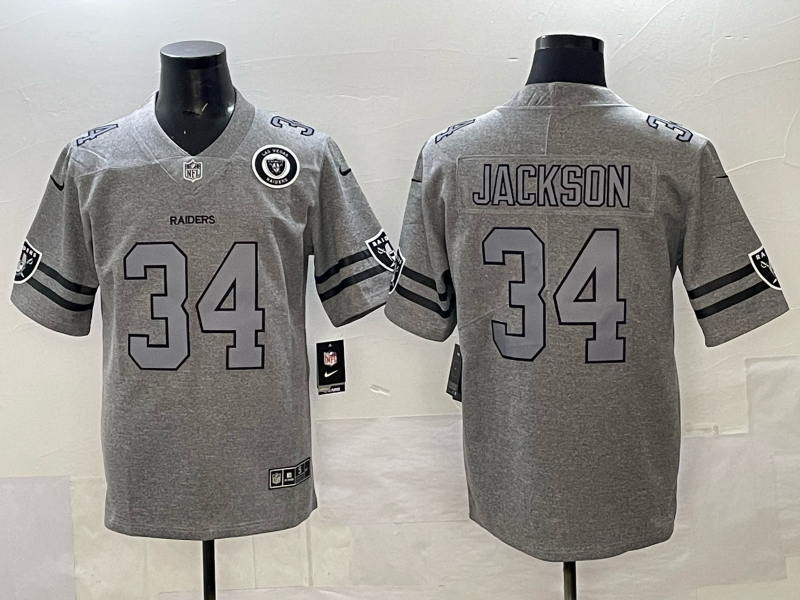 Men Oakland Raiders #34 Jackson grey Nike Limited NFL 2025 Jersey 003
